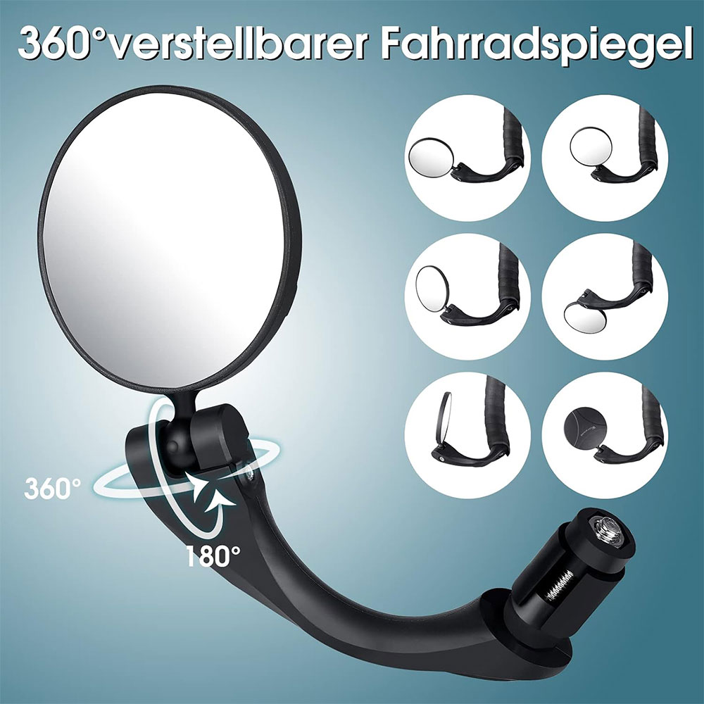 ROC Kaca Spion Sepeda Bike Rearview Mirror 360 Foldable Convex 1 Pair - FK-27/21 Gambar produk ROC Kaca Spion Sepeda Bike Rearview Mirror 360 Foldable Convex 1 Pair - FK-27/21 - 3