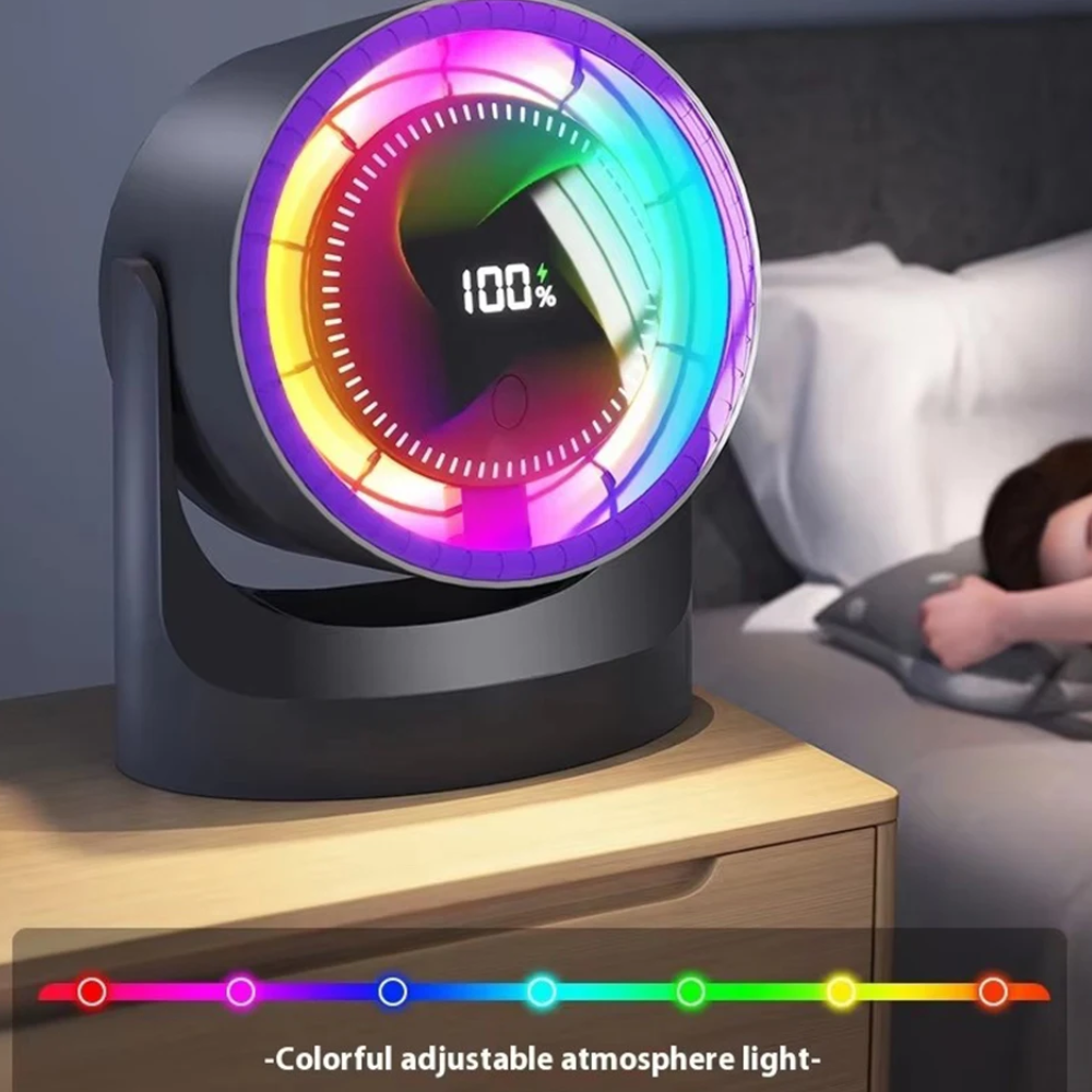 TINSOL Kipas Angin Meja Digital Display 5 Speed RGB Timer Desk Fan - JMF-7 Gambar produk TINSOL Kipas Angin Meja Digital Display 5 Speed RGB Timer Desk Fan - JMF-7 - 5