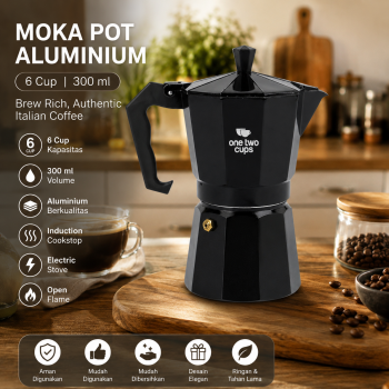 One Two Cups Moka Pot Teko Kopi Espresso Coffee Maker Stovetop - L25