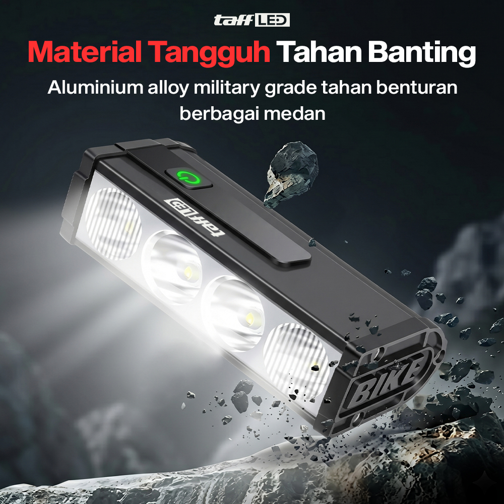 TaffLED Lampu Depan Sepeda LED Waterproof Rechargeable 3000 Lumens - LIG013 Gambar produk TaffLED Lampu Depan Sepeda LED Waterproof Rechargeable 3000 Lumens - LIG013 - 4