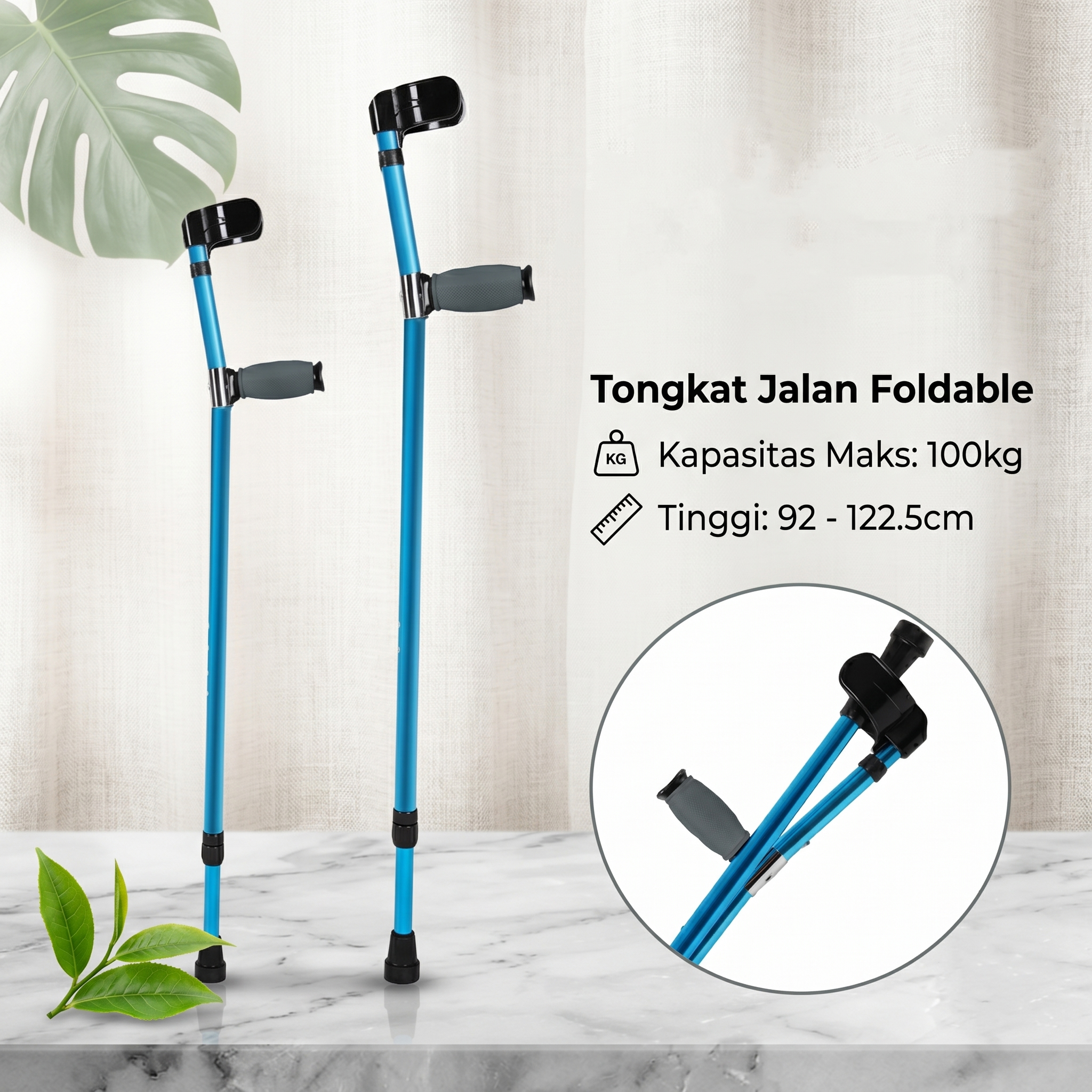 LUYANG Tongkat Jalan F Lipat Walking Stick Crutch Foldable Adjustable - GT923L-A Gambar produk LUYANG Tongkat Jalan F Lipat Walking Stick Crutch Foldable Adjustable - GT923L-A - Utama