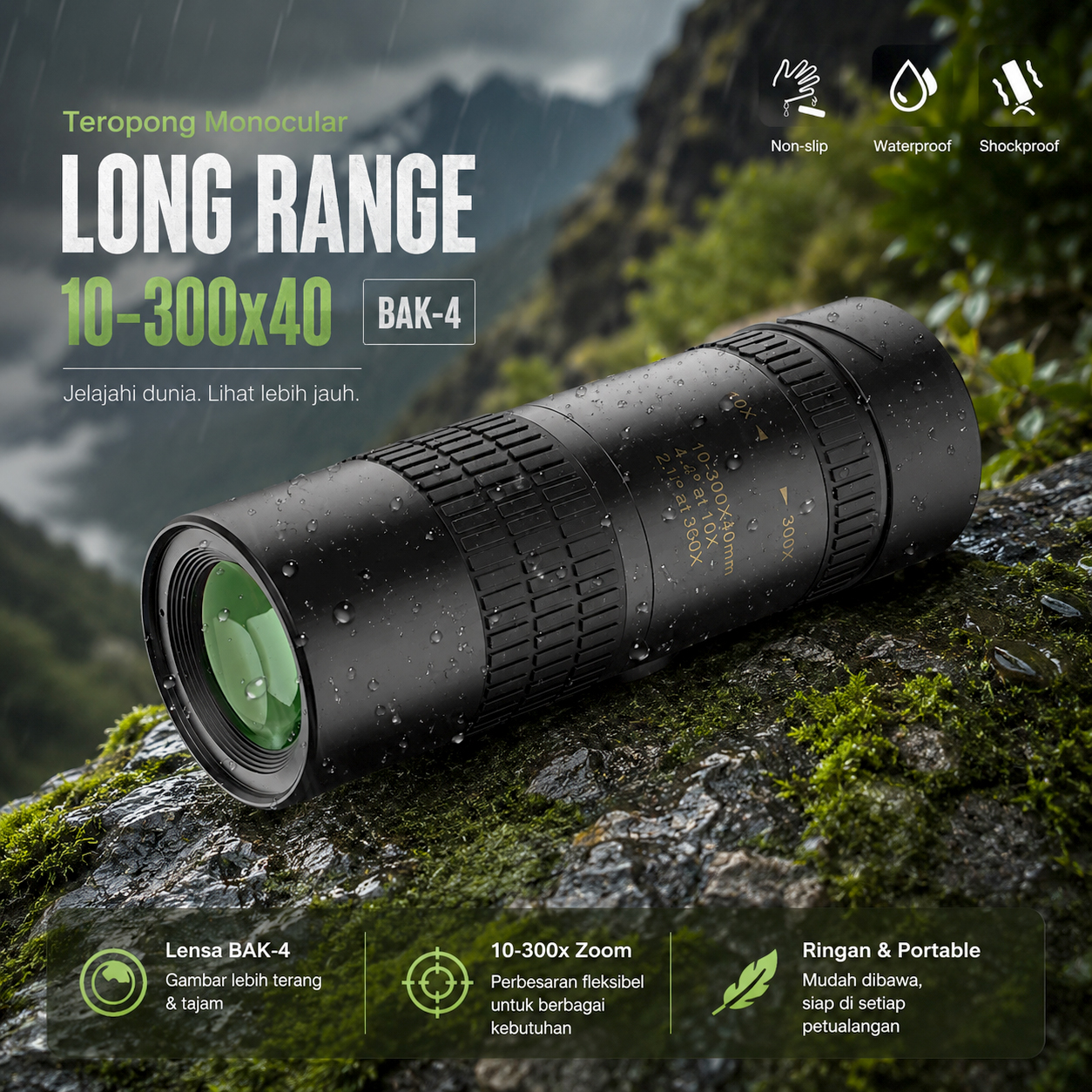 Axcell Teropong Monocular Zoom Telescope Long Range 10-300x40 - AXC44 Gambar produk Axcell Teropong Monocular Zoom Telescope Long Range 10-300x40 - AXC44 - Utama