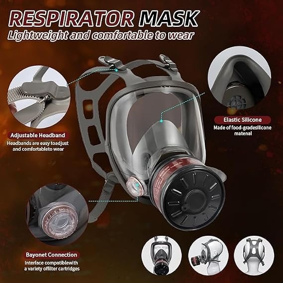 DEWBEST Masker Gas Respirator Full Face with Activated Carbon Filter - 6800-A Gambar produk DEWBEST Masker Gas Respirator Full Face with Activated Carbon Filter - 6800-A - 3