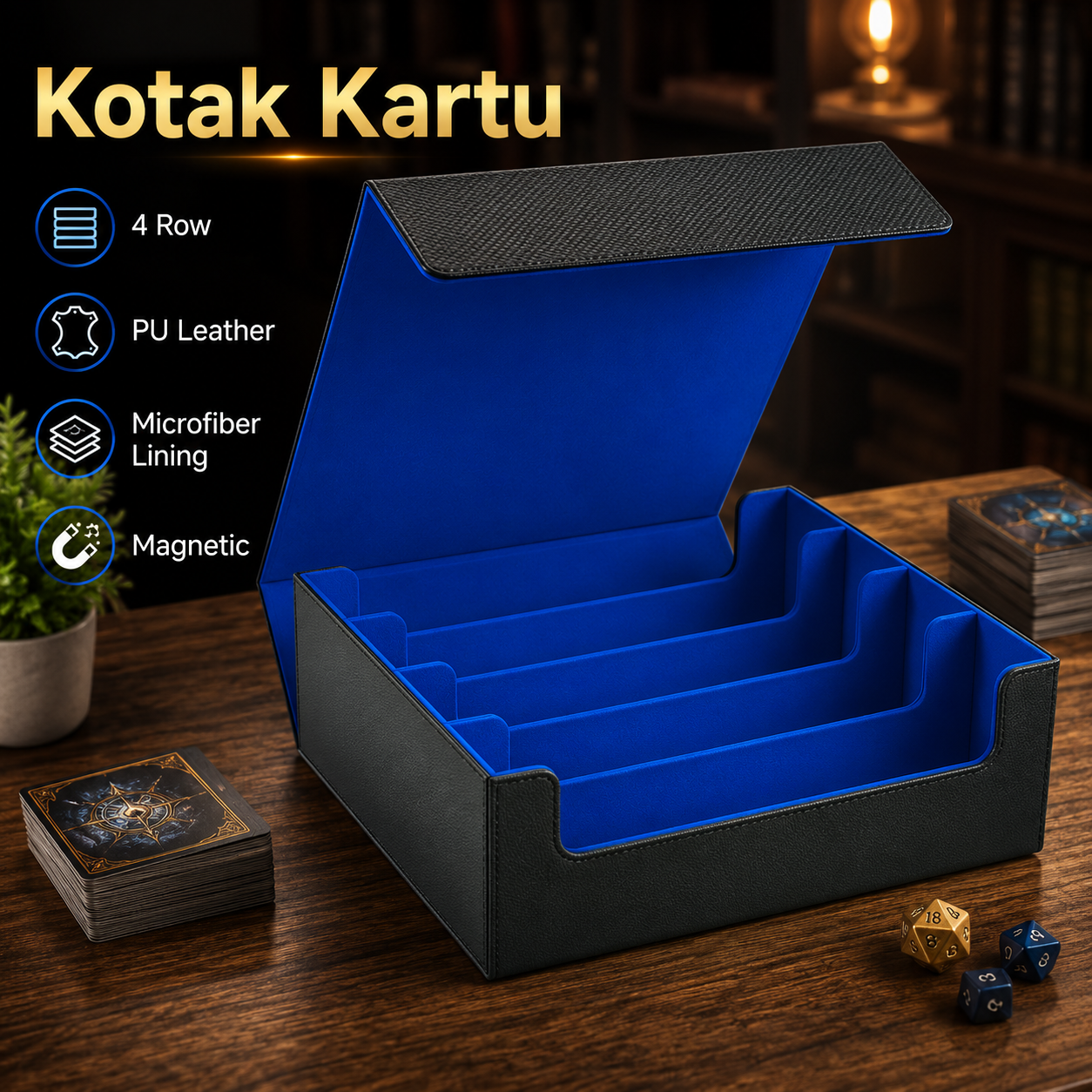 Kitoyz Kotak Penyimpanan Kartu TGC Magnetic PU Leather Storage Box 4 Row - KK-20 Gambar produk Kitoyz Kotak Penyimpanan Kartu TGC Magnetic PU Leather Storage Box 4 Row - KK-20 - Utama