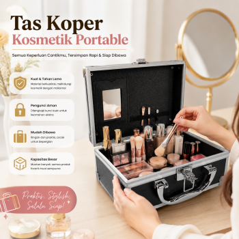 Gambar produk NiceLond Tas Koper Kosmetik Portable Make Up Travel dengan Cermin Kecil - H500