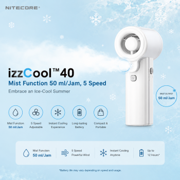 NITECORE Kipas Angin Portable 2in1 5 Speed Mist Cooling Fan 5200mAh - IZZCOOL40
