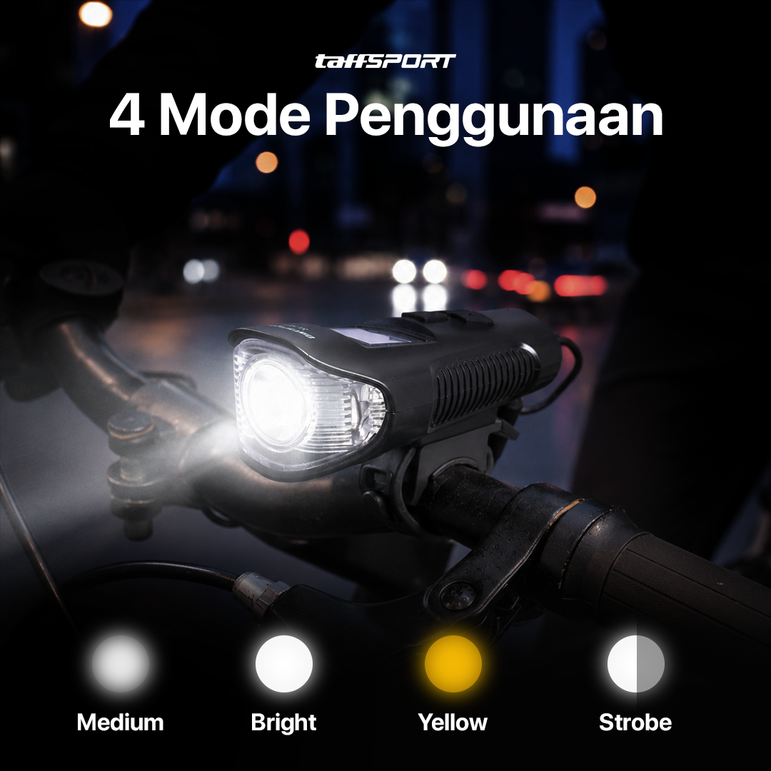 TaffSPORT Lampu Depan Sepeda LED Klakson Speedometer 1000 Lumens - XA-585 Gambar produk TaffSPORT Lampu Depan Sepeda LED Klakson Speedometer 1000 Lumens - XA-585 - 2