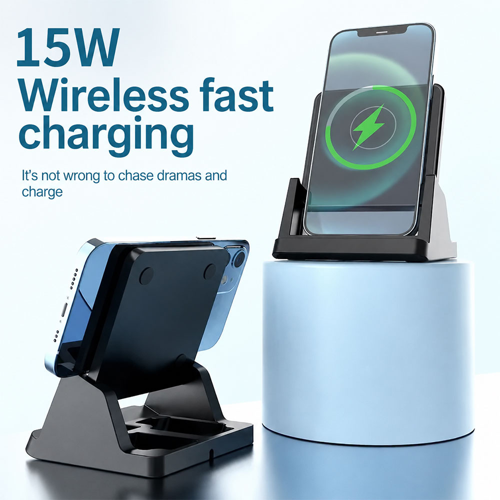 VIKE 3in1 Magnetic Wireless Charger Stand Holder Fast Charging 15 W - WLX-X10 Gambar produk VIKE 3in1 Magnetic Wireless Charger Stand Holder Fast Charging 15 W - WLX-X10 - 4