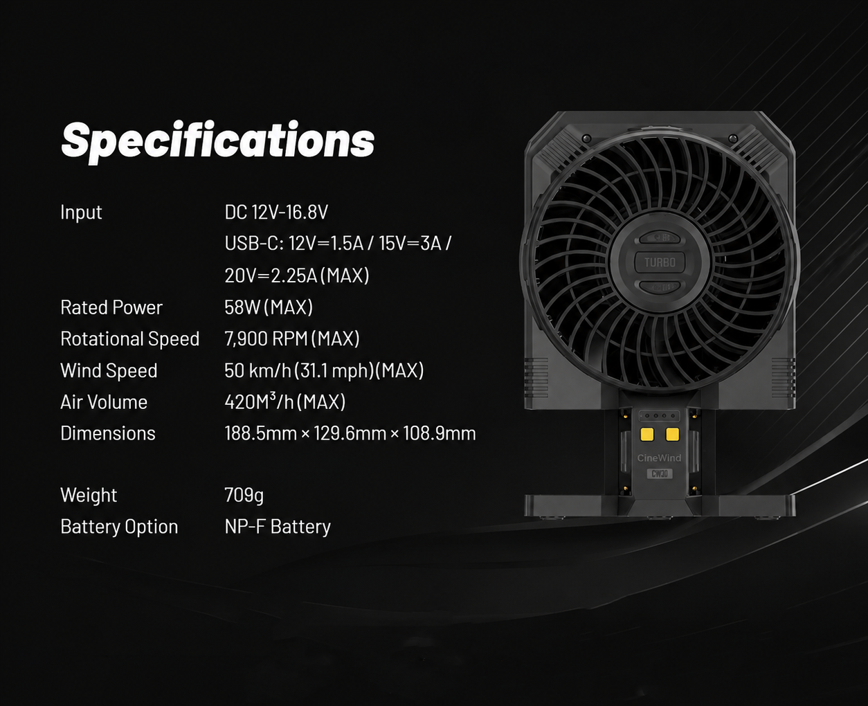 NITECORE Kipas Angin Portable CineWind Photography Fan 7900RPM - CW30 Gambar produk NITECORE Kipas Angin Portable CineWind Photography Fan 7900RPM - CW30 - 7