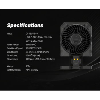 Gambar produk NITECORE Kipas Angin Portable CineWind Photography Fan 7900RPM - CW30 - 7