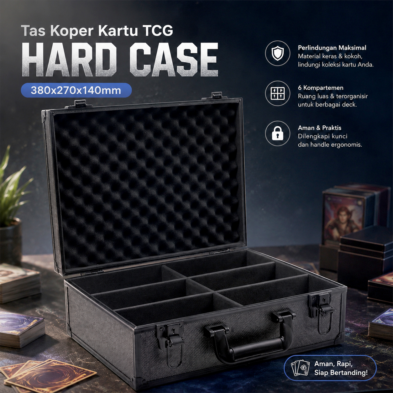 TaffGUARD Tas Koper Penyimpanan Kartu Trading Card Hard Case Aluminum 380x270x140mm - LE20 Gambar produk TaffGUARD Tas Koper Penyimpanan Kartu Trading Card Hard Case Aluminum 380x270x140mm - LE20 - Utama
