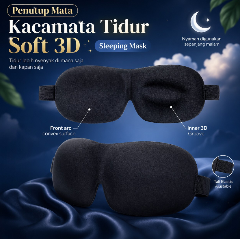 Rhodey Soft 3D Sleeping Mask Penutup Mata Kacamata Tidur - LD09 Gambar produk Rhodey Soft 3D Sleeping Mask Penutup Mata Kacamata Tidur - LD09 - Utama