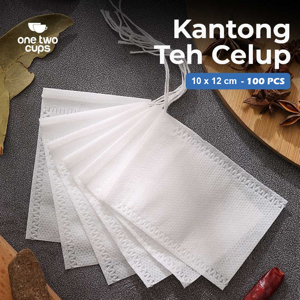 Gambar produk One Two Cups Kantong Teh Filter Saringan Tea Bag Disposable 100 PCS 10x12cm - M100 - Utama