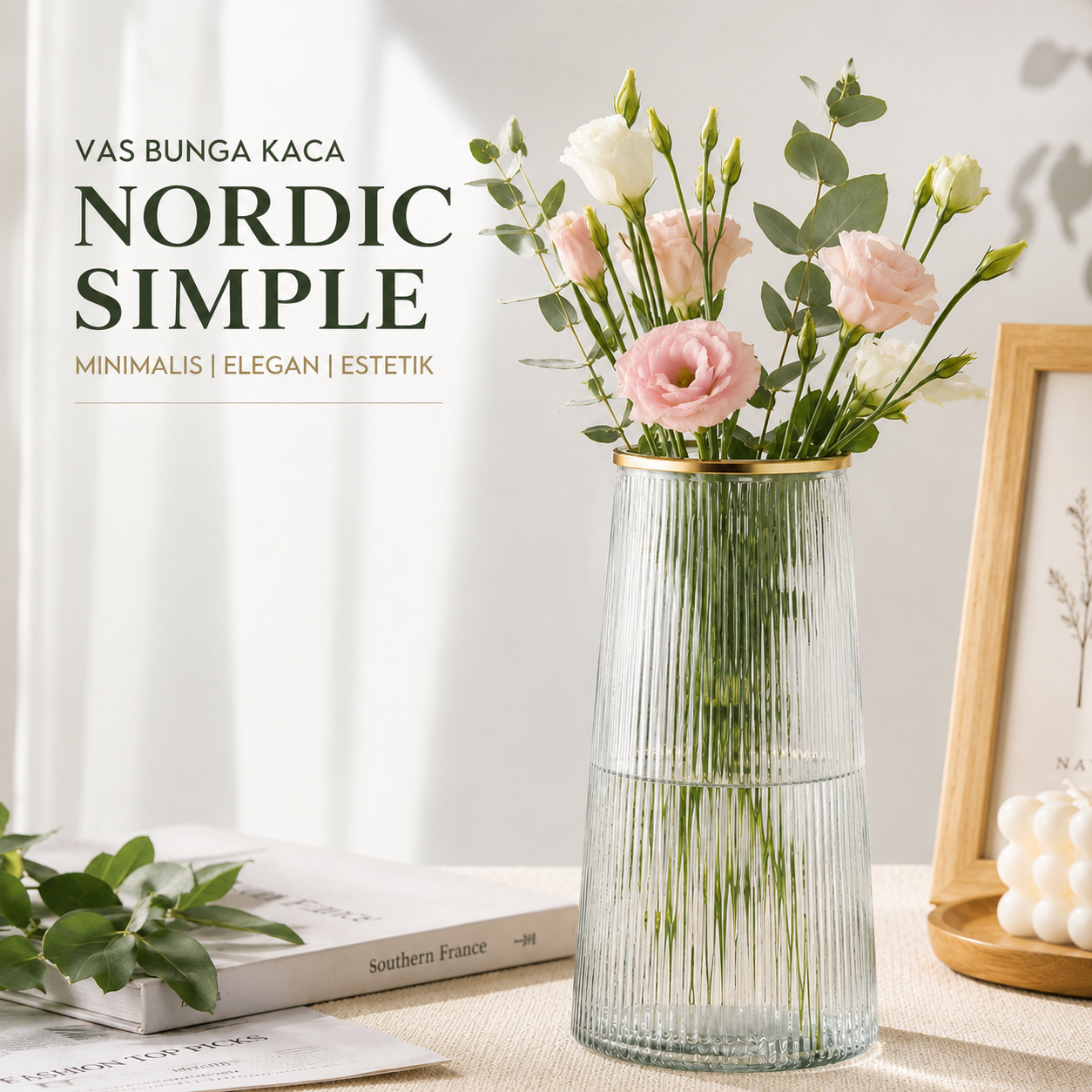 TaffHOME Vas Bunga Kaca Silinder Vertical Nordic Simple Glass Vase - QT072 Gambar produk TaffHOME Vas Bunga Kaca Silinder Vertical Nordic Simple Glass Vase - QT072 - Utama