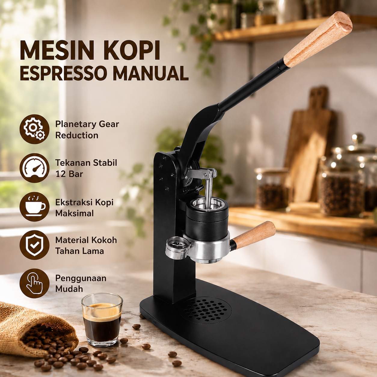 Trieste Mesin Kopi Espresso Manual Hand Press Planetary Gear Reduction - K11 Gambar produk Trieste Mesin Kopi Espresso Manual Hand Press Planetary Gear Reduction - K11 - Utama