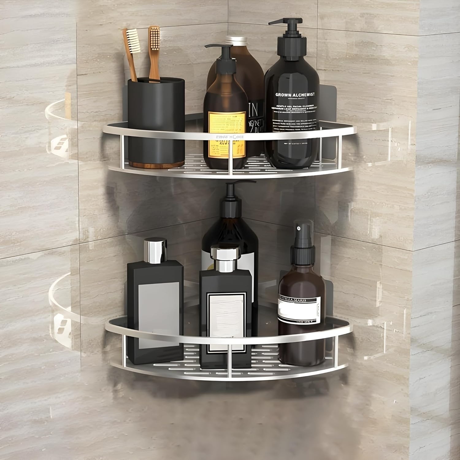 TaffHOME Rak Kamar Mandi Bathroom Corner Shelf Aluminium 2 PCS - RG4A Gambar produk TaffHOME Rak Kamar Mandi Bathroom Corner Shelf Aluminium 2 PCS - RG4A - 6