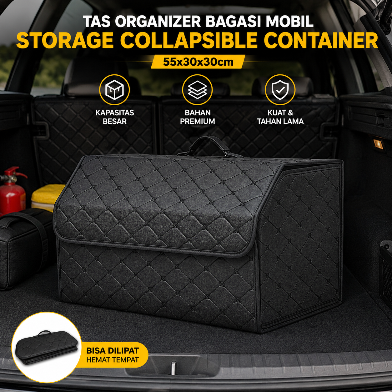 Cipop Tas Organizer Bagasi Mobil Storage Collapsible Container 55x30x30cm - CP9 Gambar produk Cipop Tas Organizer Bagasi Mobil Storage Collapsible Container 55x30x30cm - CP9 - Utama