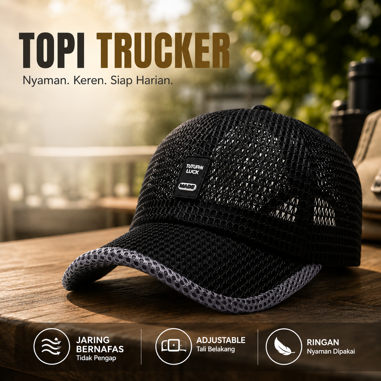 NORTHWOOD Topi Trucker Jaring Mesh Hat Tutupai Luck Breathable - T400 Gambar produk NORTHWOOD Topi Trucker Jaring Mesh Hat Tutupai Luck Breathable - T400 - Utama