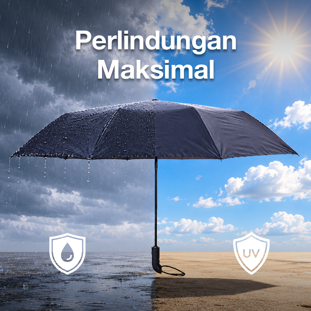 HUJI Payung Lipat Buka Tutup Manual Polos Anti UV Vinyl 6 Bone 90cm - HJ190 Gambar produk HUJI Payung Lipat Buka Tutup Manual Polos Anti UV Vinyl 6 Bone 90cm - HJ190 - 4