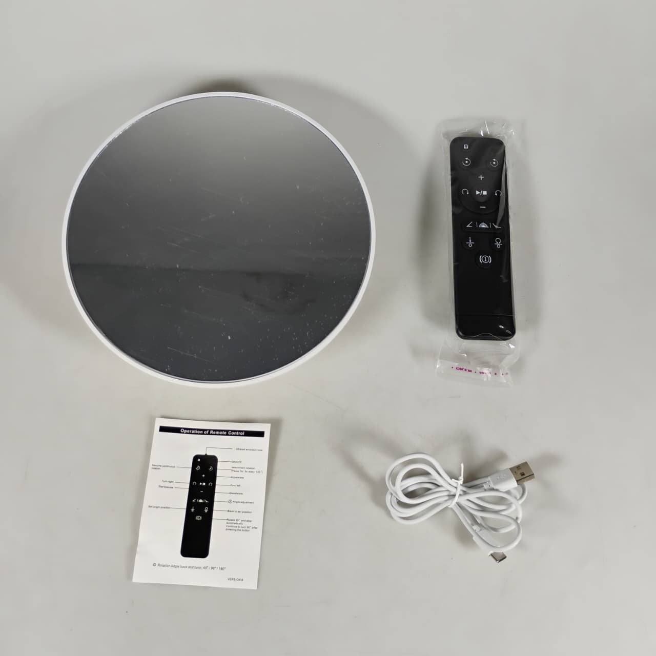 Gambar produk TaffSTUDIO Alas Putar Rotating Turntable Display Stand Mirror Remote 20cm - QM104 - 8