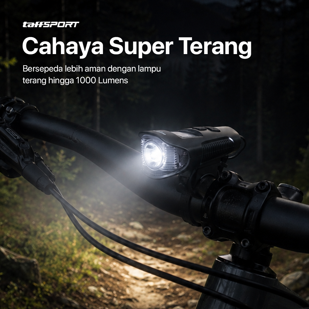 TaffSPORT Lampu Depan Sepeda LED Klakson Speedometer 1000 Lumens - XA-585 Gambar produk TaffSPORT Lampu Depan Sepeda LED Klakson Speedometer 1000 Lumens - XA-585 - 1