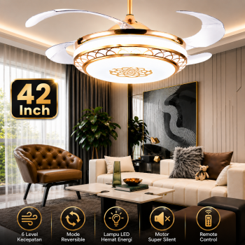 SOVE Kipas Angin Gantung Plafon Ceiling Fan 6 Speed Reversible LED - LCH-28