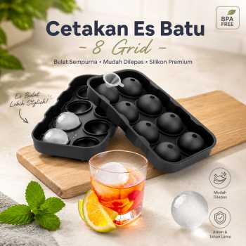 Gambar produk TaffHOME Cetakan Es Batu Silikon Bulat 8 Grid Ice Cube Mold - DB89