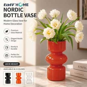 TaffHOME Vas Bunga Kaca Nordic Bottle Vase Flower Pot Home Decor 18cm - AM-18