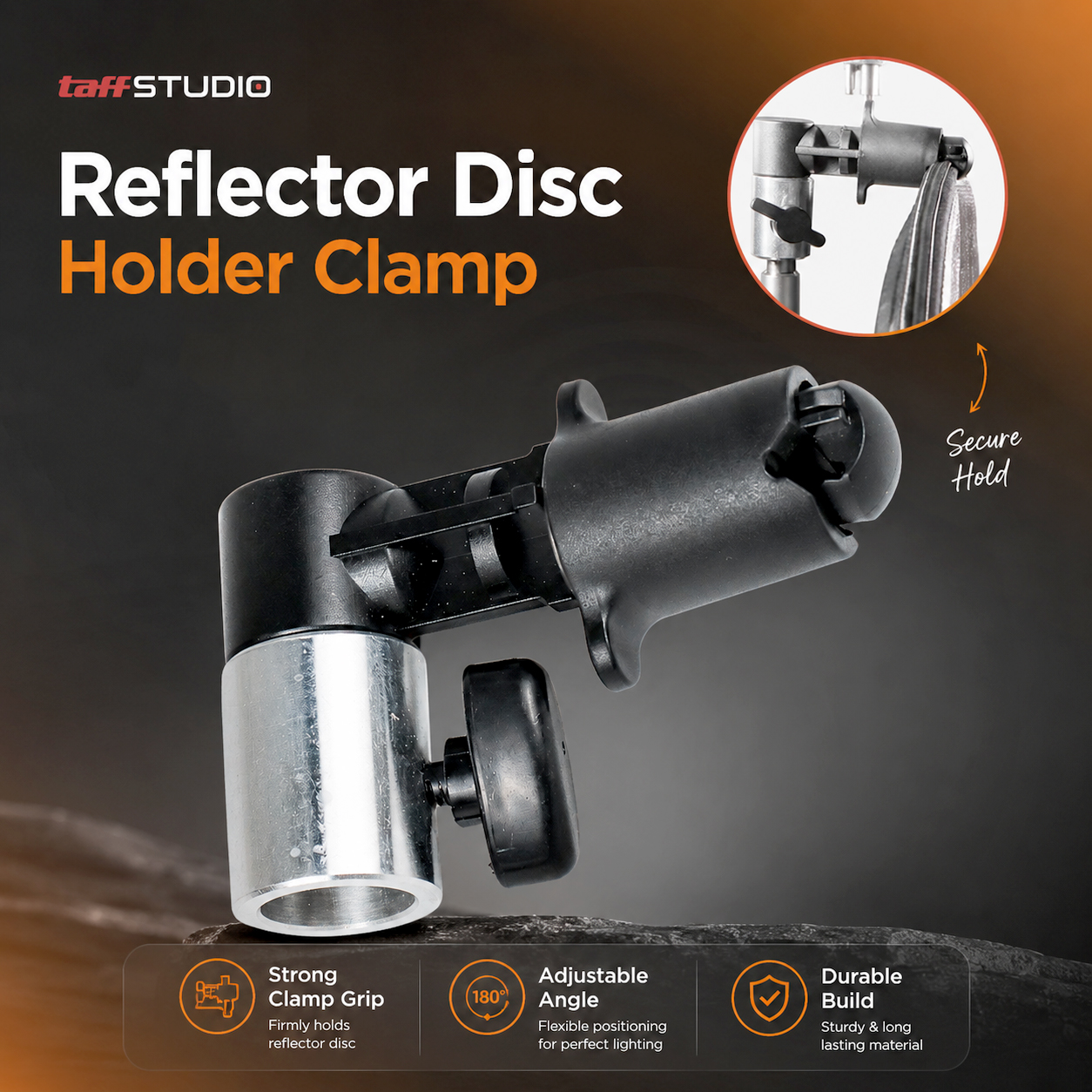 TaffSTUDIO Background Reflector Disc Holder Clamp Klip Reflektor - QM3622 Gambar produk TaffSTUDIO Background Reflector Disc Holder Clamp Klip Reflektor - QM3622 - Utama