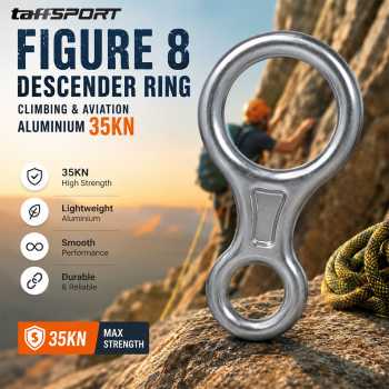 TaffSPORT Figure 8 Descender Ring Climbing Aviation Aluminium 35KN - CE35
