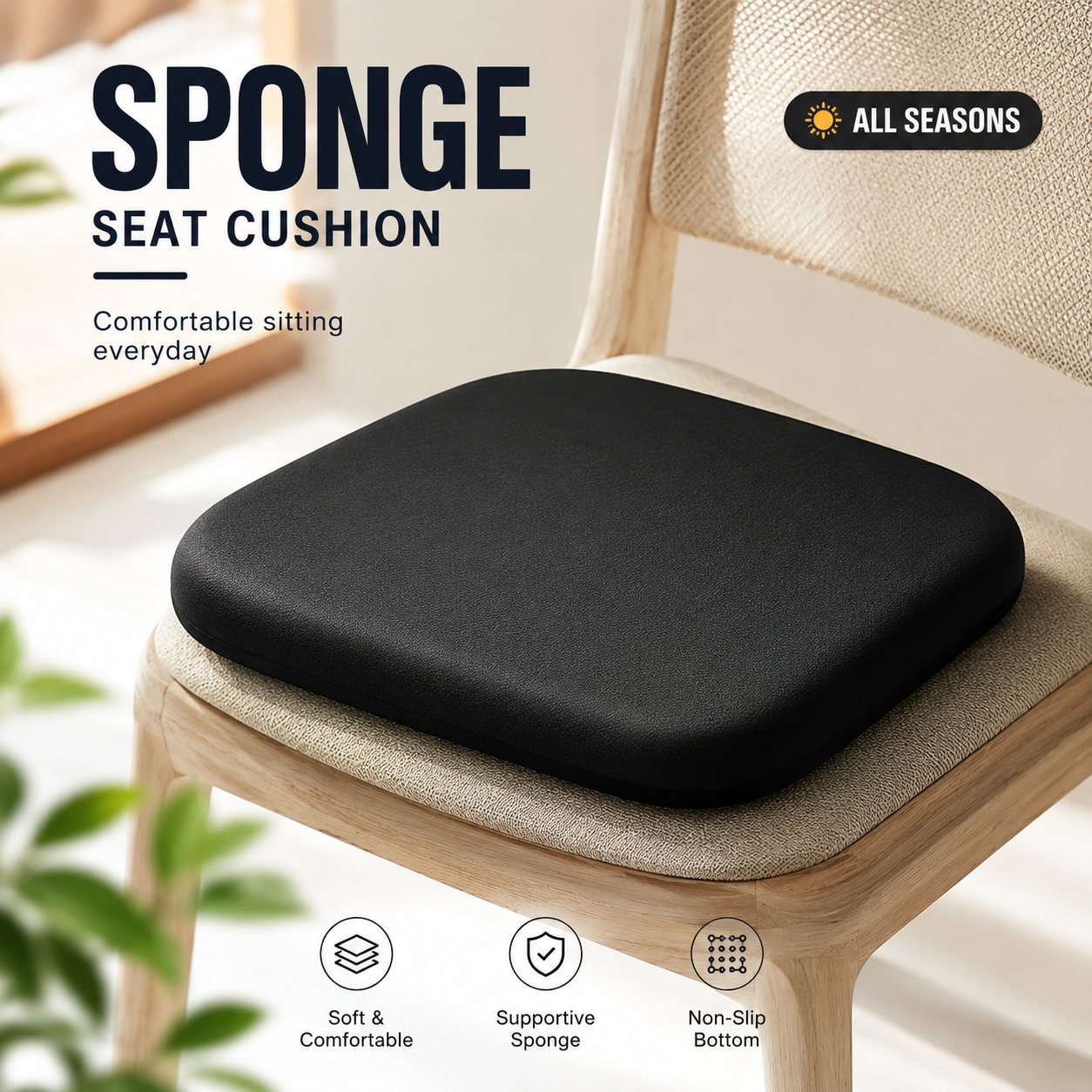 Besito Bantalan Alas Duduk Seat Cushion Orthopedic Sponge Mat - BT90 Gambar produk Besito Bantalan Alas Duduk Seat Cushion Orthopedic Sponge Mat - BT90 - Utama