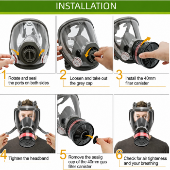 Gambar produk DEWBEST Masker Gas Respirator Full Face with Activated Carbon Filter - 6800-A - 5