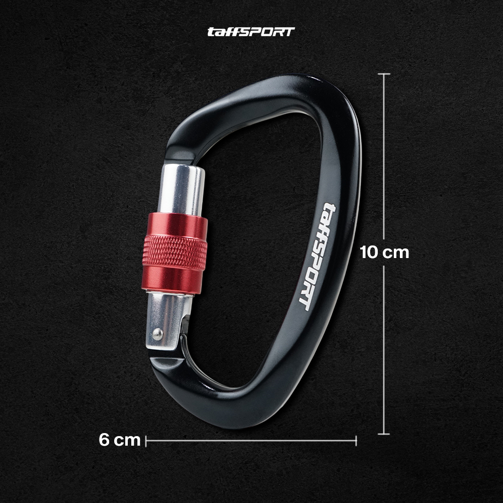 TaffSPORT Carabiner Aluminium Professional Heavy-Duty Locking 25kN - CE21 Gambar produk TaffSPORT Carabiner Aluminium Professional Heavy-Duty Locking 25kN - CE21 - 8