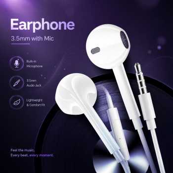 KEBETEME Earphone Kabel Ergonomic Headset 3.5mm Plug with Mic - KIK58