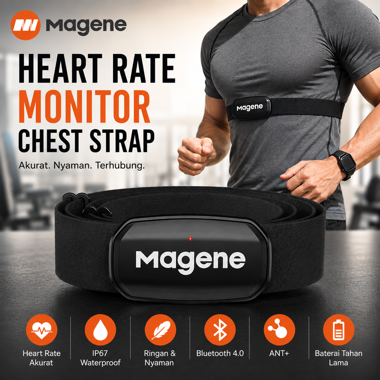 MAGENE Heart Rate Monitor Chest Strap Sensor Jantung Bluetooth ANT - H303 Gambar produk MAGENE Heart Rate Monitor Chest Strap Sensor Jantung Bluetooth ANT - H303 - Utama