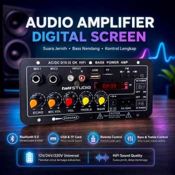 TaffSTUDIO Papan Audio Amplifier Karaoke Bluetooth with Digital Screen - D10