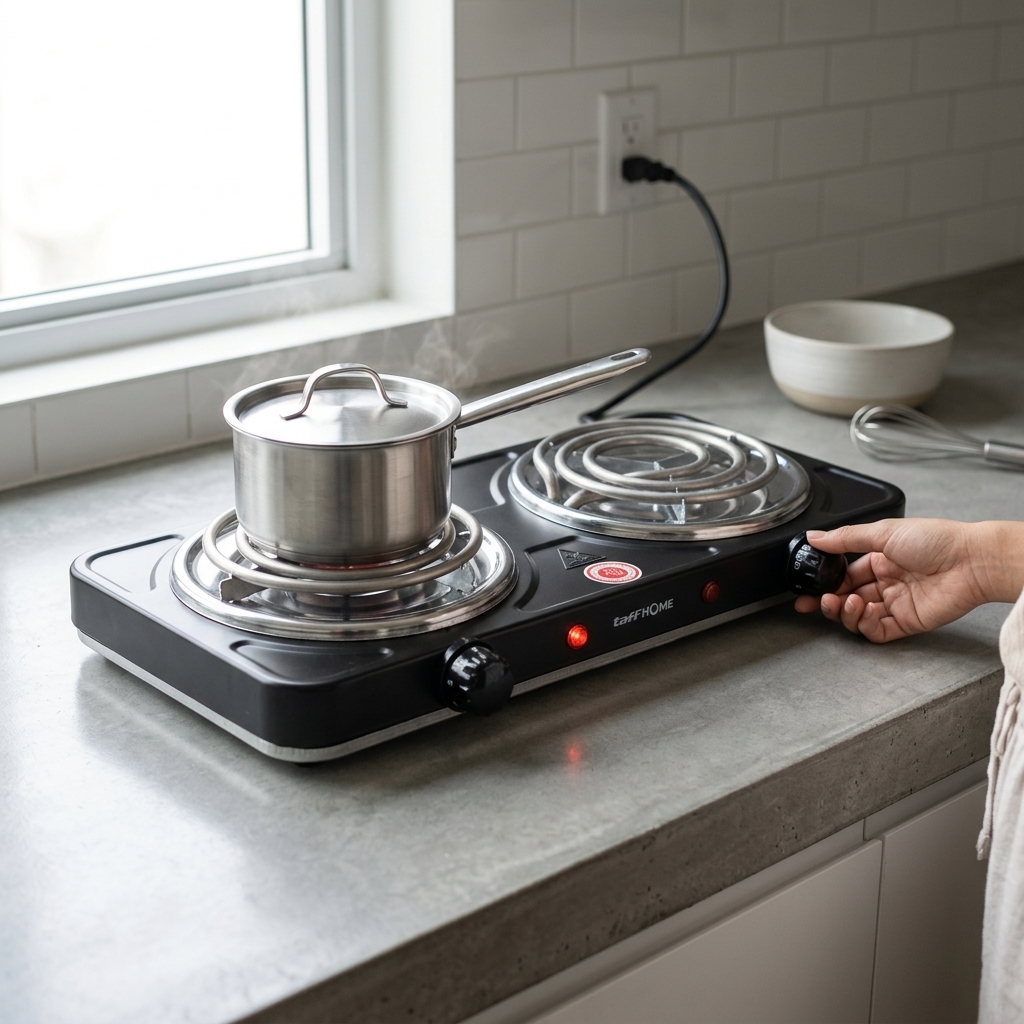 TaffHOME Kompor Listrik 2 Tungku Portable 5 Gear Coil Hot Plate 2000W - C2-2000-20 Gambar produk TaffHOME Kompor Listrik 2 Tungku Portable 5 Gear Coil Hot Plate 2000W - C2-2000-20 - 4