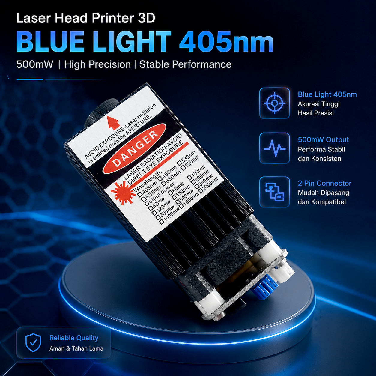 GABRIE Laser Head Printer 3D Ukir Engraving Blue Light 405nm 500mW - GB45 Gambar produk GABRIE Laser Head Printer 3D Ukir Engraving Blue Light 405nm 500mW - GB45 - Utama