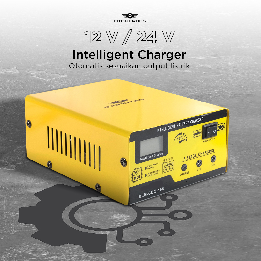 OTOHEROES Charger Aki Mobil Car Battery Charger 12V/24V 15A - BLM-CDQ-168 Gambar produk OTOHEROES Charger Aki Mobil Car Battery Charger 12V/24V 15A - BLM-CDQ-168 - 2