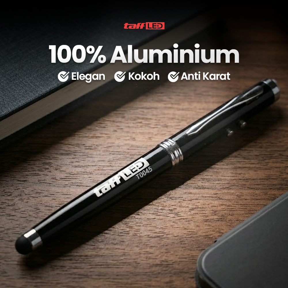 TaffLED Pulpen 4in1 Senter Laser Pointer Pen dan Stylus Tinta Hitam - T0054 Gambar produk TaffLED Pulpen 4in1 Senter Laser Pointer Pen dan Stylus Tinta Hitam - T0054 - 5