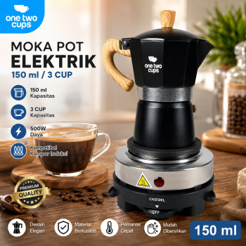 One Two Cups Moka Pot Teko Kopi Espresso Coffee 3 Cup 150ml with Base - S05