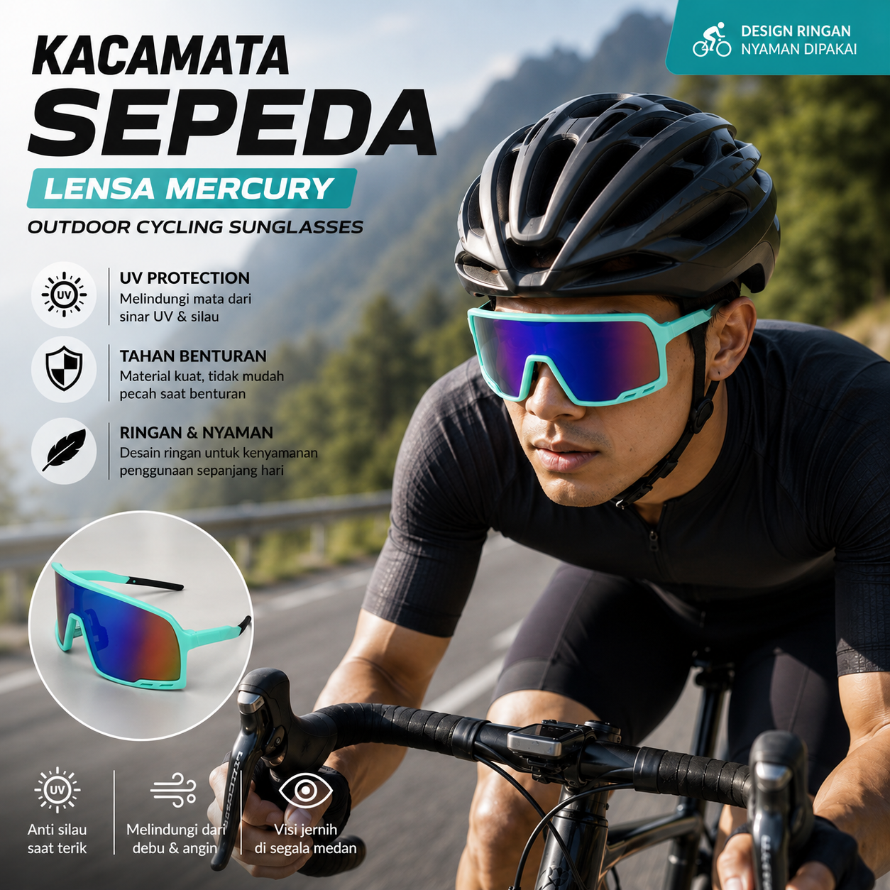 SPEZIAL Kacamata Sepeda Lensa Mercury Outdoor Cycling Sunglasses - S-99 Gambar produk SPEZIAL Kacamata Sepeda Lensa Mercury Outdoor Cycling Sunglasses - S-99 - Utama