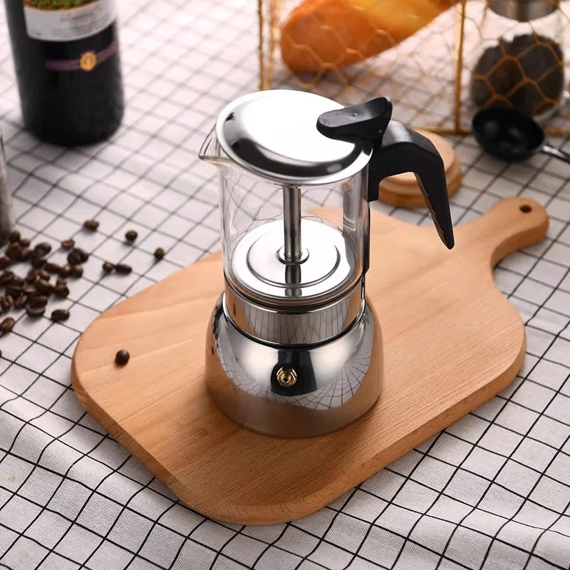 One Two Cups Moka Pot Teko Kopi Espresso Coffee Maker Dual Valve 3 Cup 160ml - Z61 Gambar produk One Two Cups Moka Pot Teko Kopi Espresso Coffee Maker Dual Valve 3 Cup 160ml - Z61 - 4