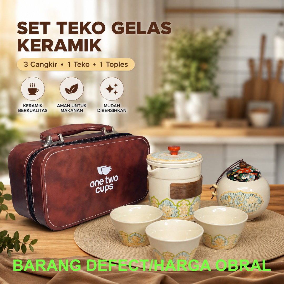 One Two Cups Set Teko Gelas Keramik Kopi Teh 3 Cangkir 1 Teko Toples - S520 (OBRAL/DEFECT) Gambar produk One Two Cups Set Teko Gelas Keramik Kopi Teh 3 Cangkir 1 Teko Toples - S520 (OBRAL/DEFECT) - Utama