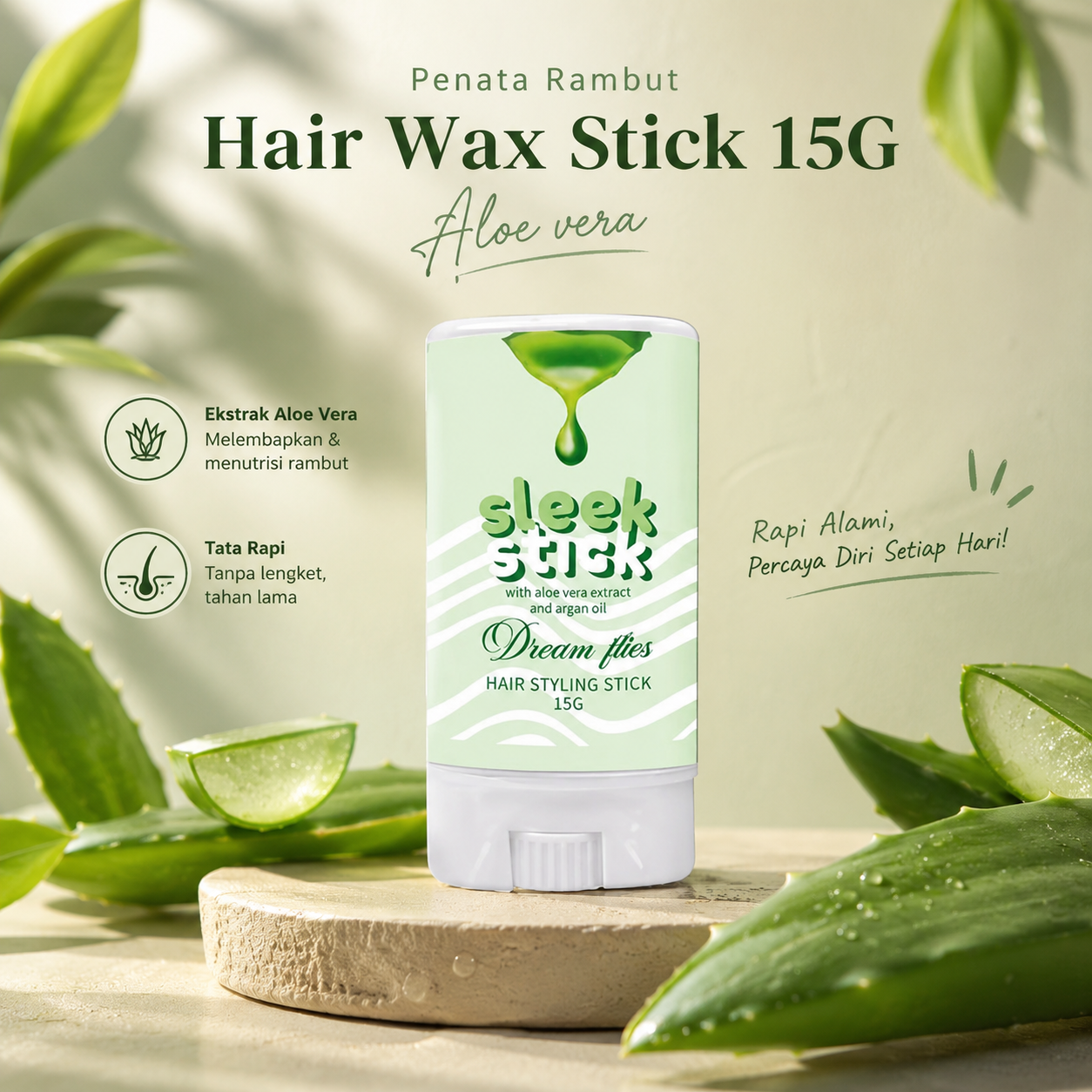 LALUNA Penata Rambut Hair Wax Stick Styling Pomade Breaking 15G Aloe - L65 Gambar produk LALUNA Penata Rambut Hair Wax Stick Styling Pomade Breaking 15G Aloe - L65 - Utama