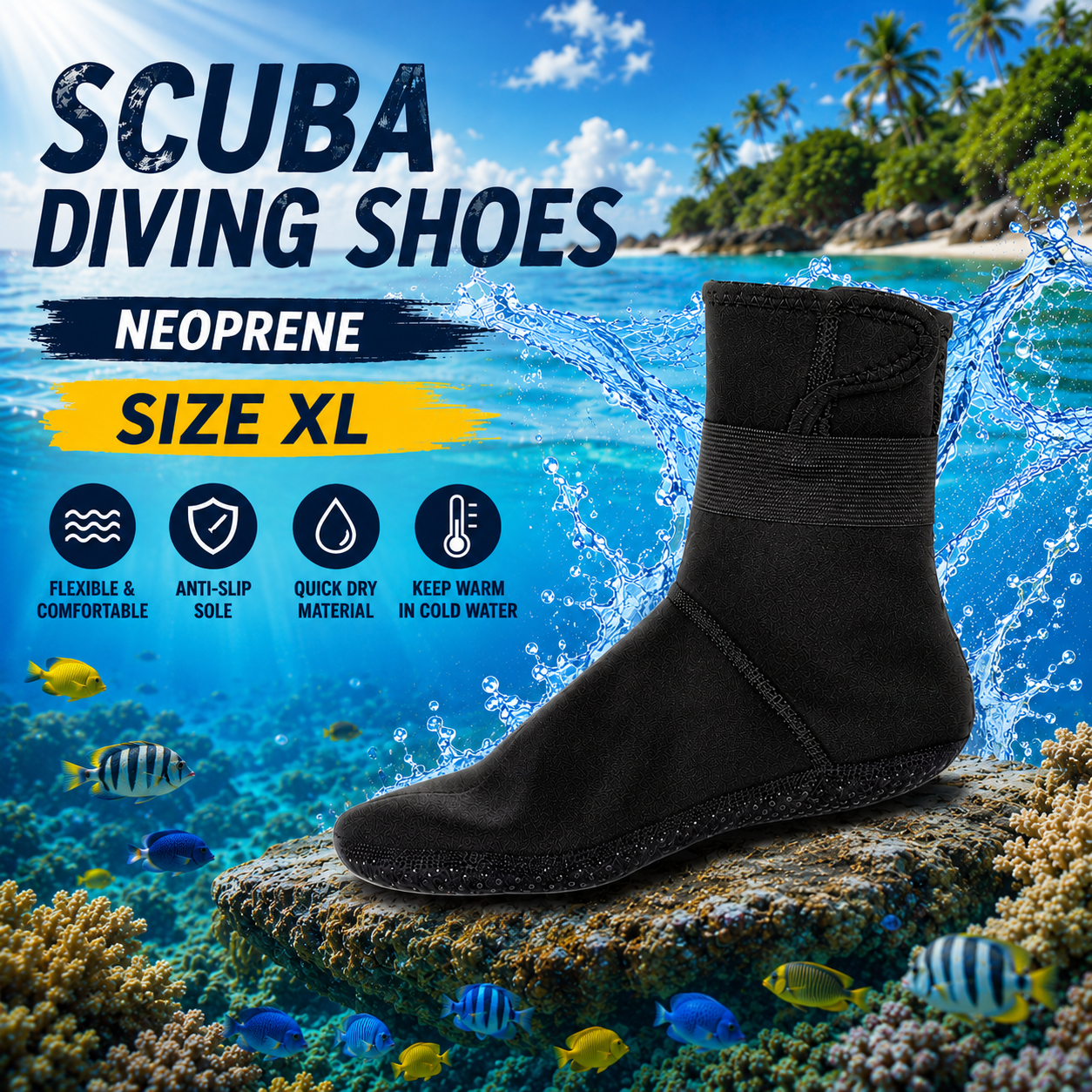 VKTECH Scuba Diving Shoes Neoprene XL - JA3012 Gambar produk VKTECH Scuba Diving Shoes Neoprene XL - JA3012 - Utama