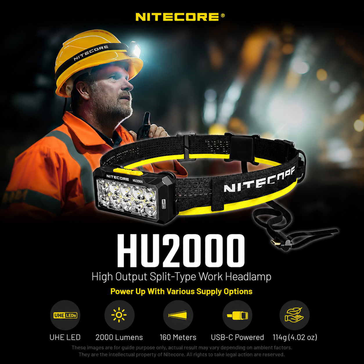 Gambar produk NITECORE Senter Kepala Headlamp LED UHE Dual Output IP68 2000 Lumens - HU2000 - Utama