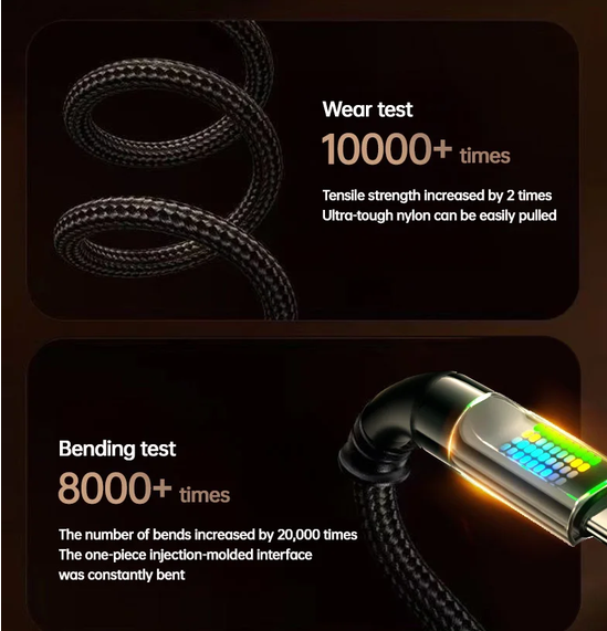 XCC Kabel Charger USB Type C Braided Nylon Fast Charge RGB 240W 6A 1M USB Type C to C - X-1M Gambar produk XCC Kabel Charger USB Type C Braided Nylon Fast Charge RGB 240W 6A 1M USB Type C to C - X-1M - 6