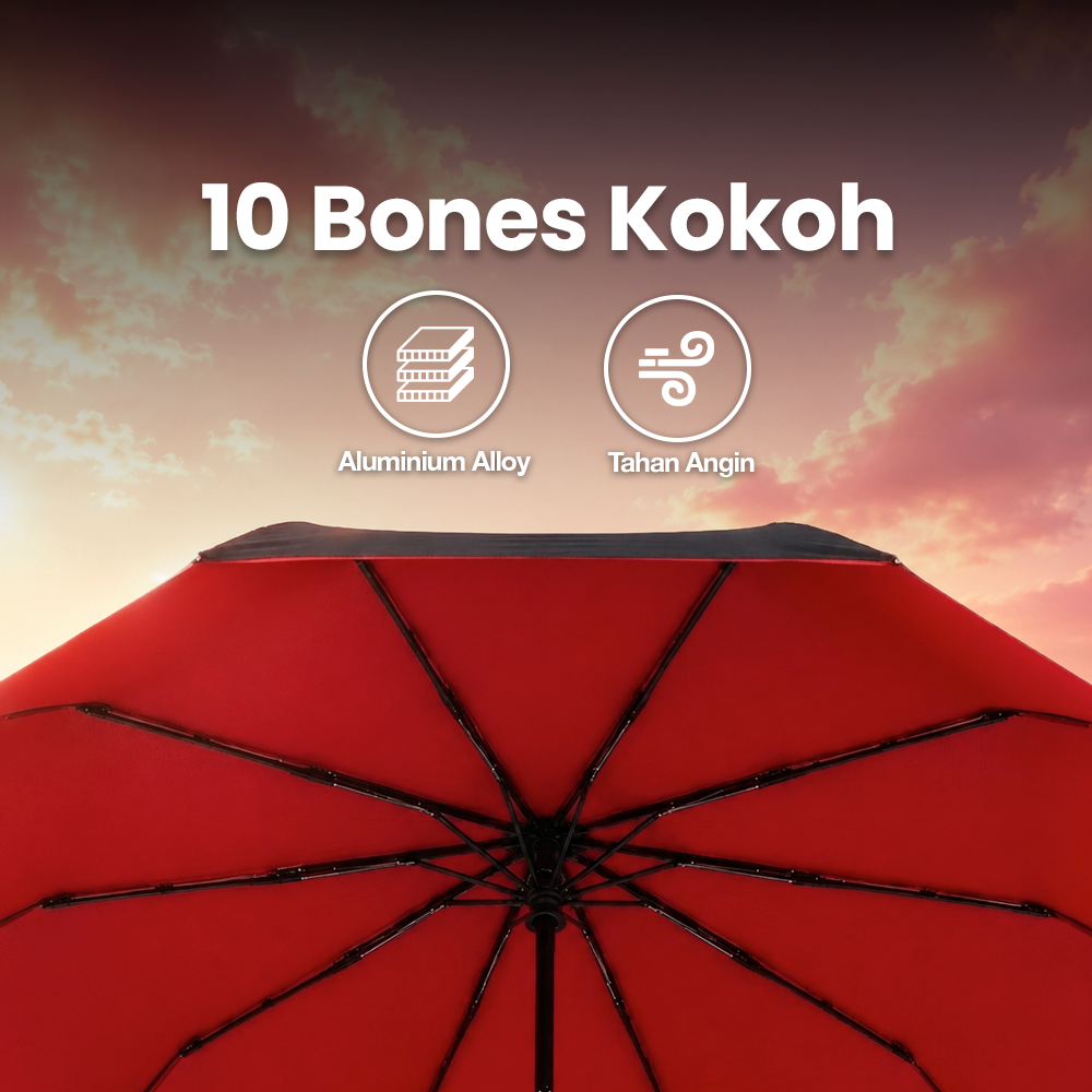 TOPX Payung Lipat Buka Tutup Otomatis Polos Anti UV 10 Bone 105cm - T1212 Gambar produk TOPX Payung Lipat Buka Tutup Otomatis Polos Anti UV 10 Bone 105cm - T1212 - 1