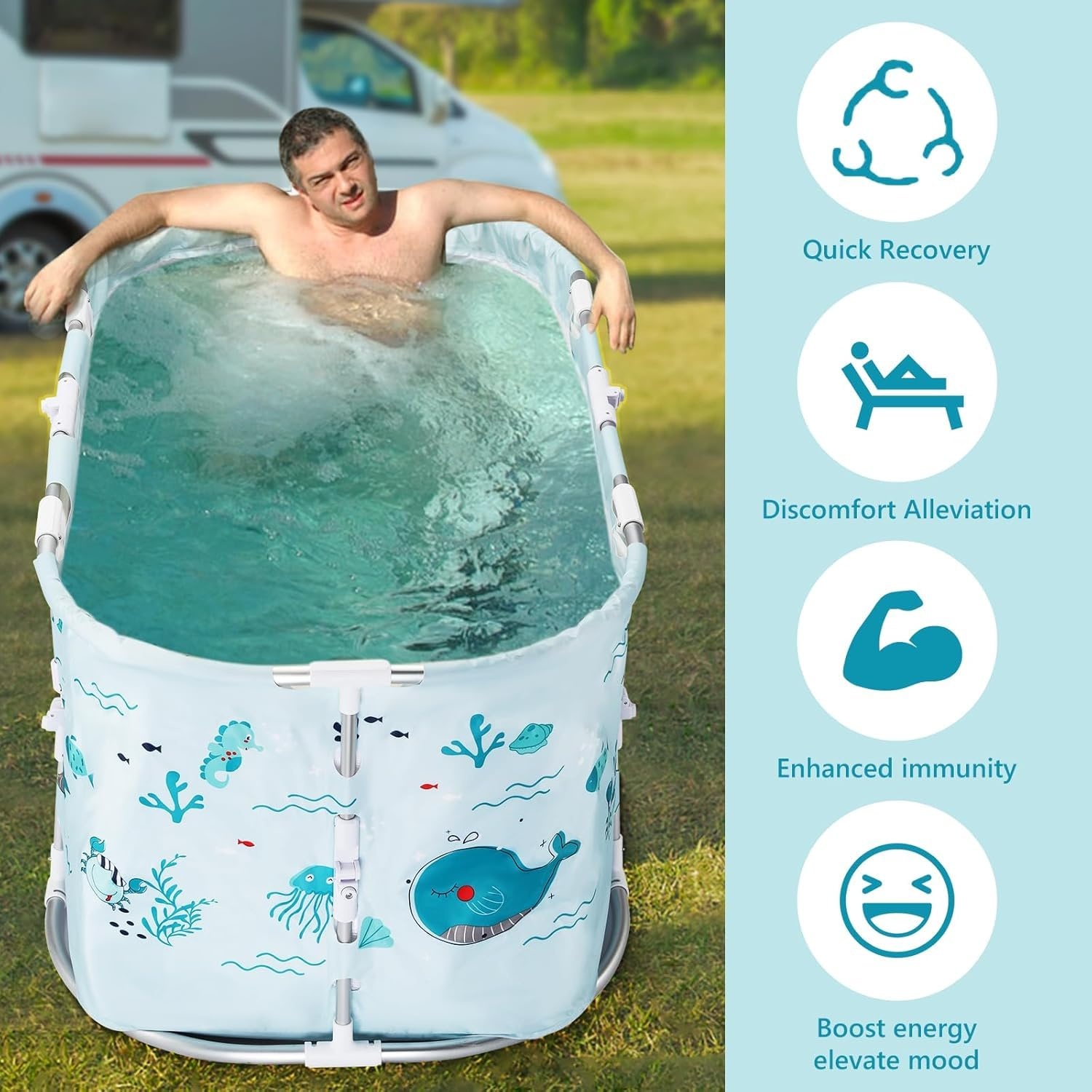 Xueqin SPA Bathtub Lipat Portable Adult Folding Bath 120x58x48cm - 18403 Gambar produk Xueqin SPA Bathtub Lipat Portable Adult Folding Bath 120x58x48cm - 18403 - 3